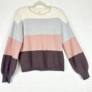 Sundays By We Are Sundays Angora Stripe Sweater Size Small Crewneck Eyelash